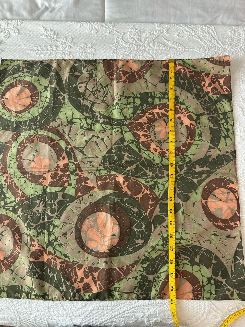 Vintage Y2K Decorative Scarf in Olive Green and Brown